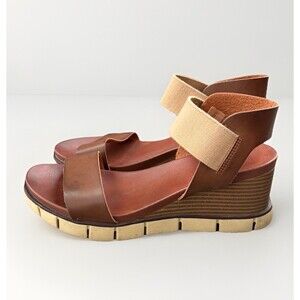 MIA Brown Leather Wedge Sandals Size 8.5 Platform